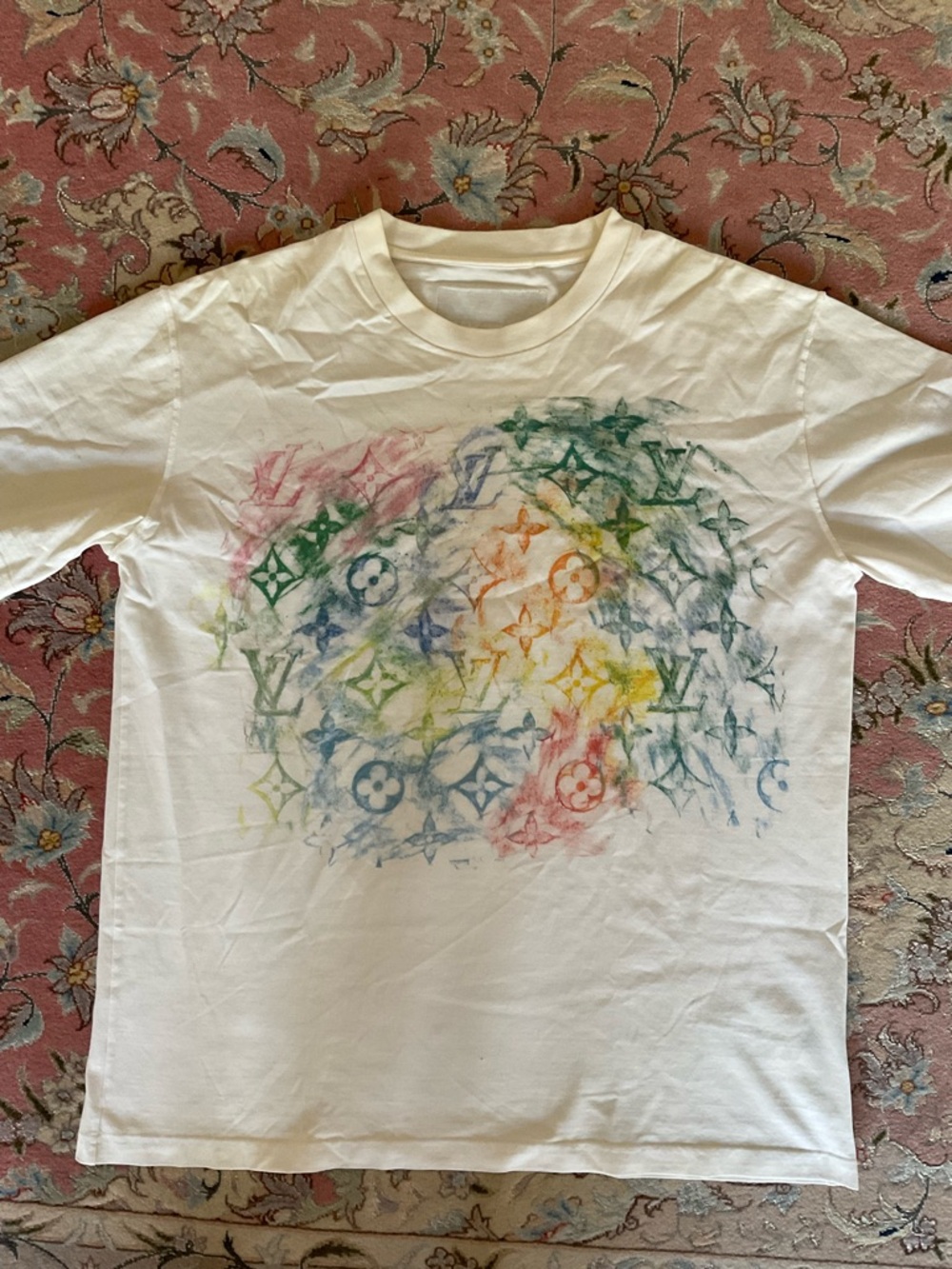 Authentic Louis Vuitton Multicolor Monogram Watercolor Graphic T-Shirt Size XXL
